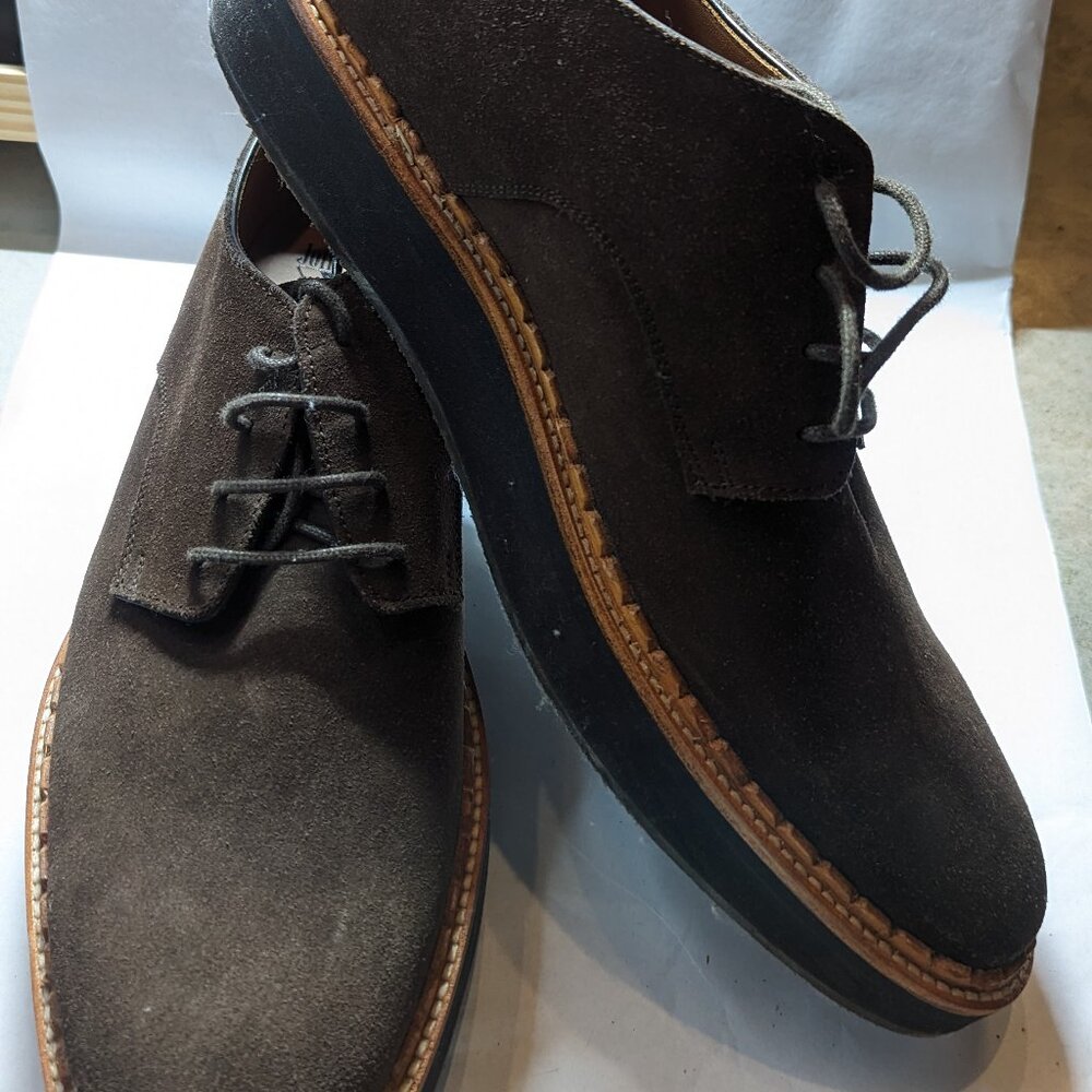 Restraint Donald Fluevog brown suede men's oxfords